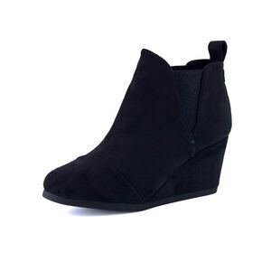 Open Box - CUSHIONAIRE - Dunes Women's Zoey Wedge Bootie, Soft Vegan Suede, Easy